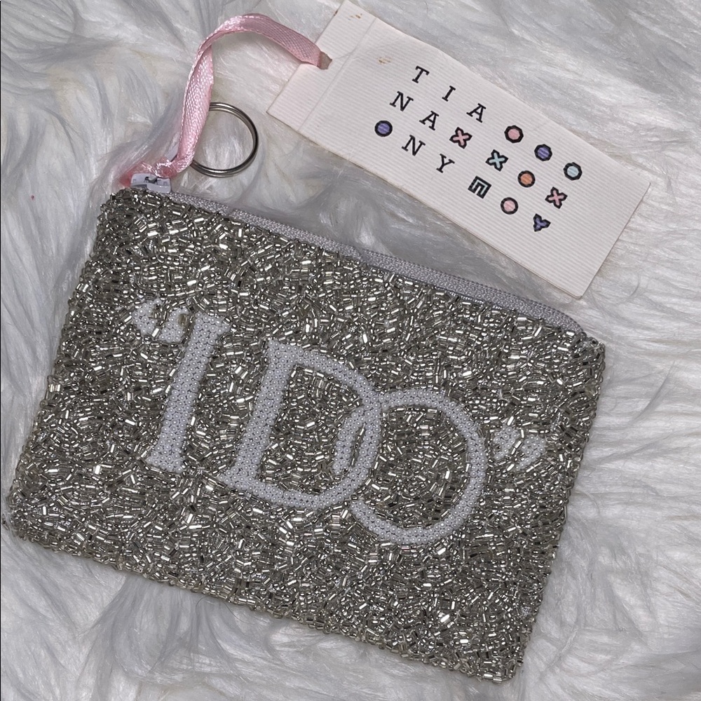 Tiana NY Beaded Pouch - Silver and White